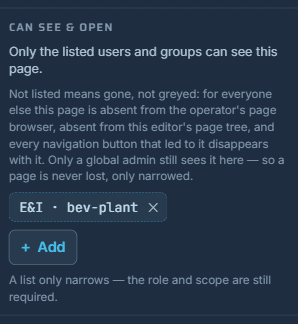 one page narrowed to one crew: for everyone else it is gone, not greyed