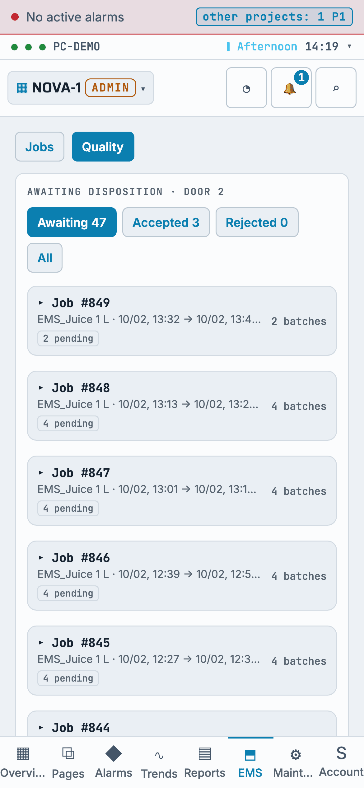 Quality · every batch waits for a signed verdict